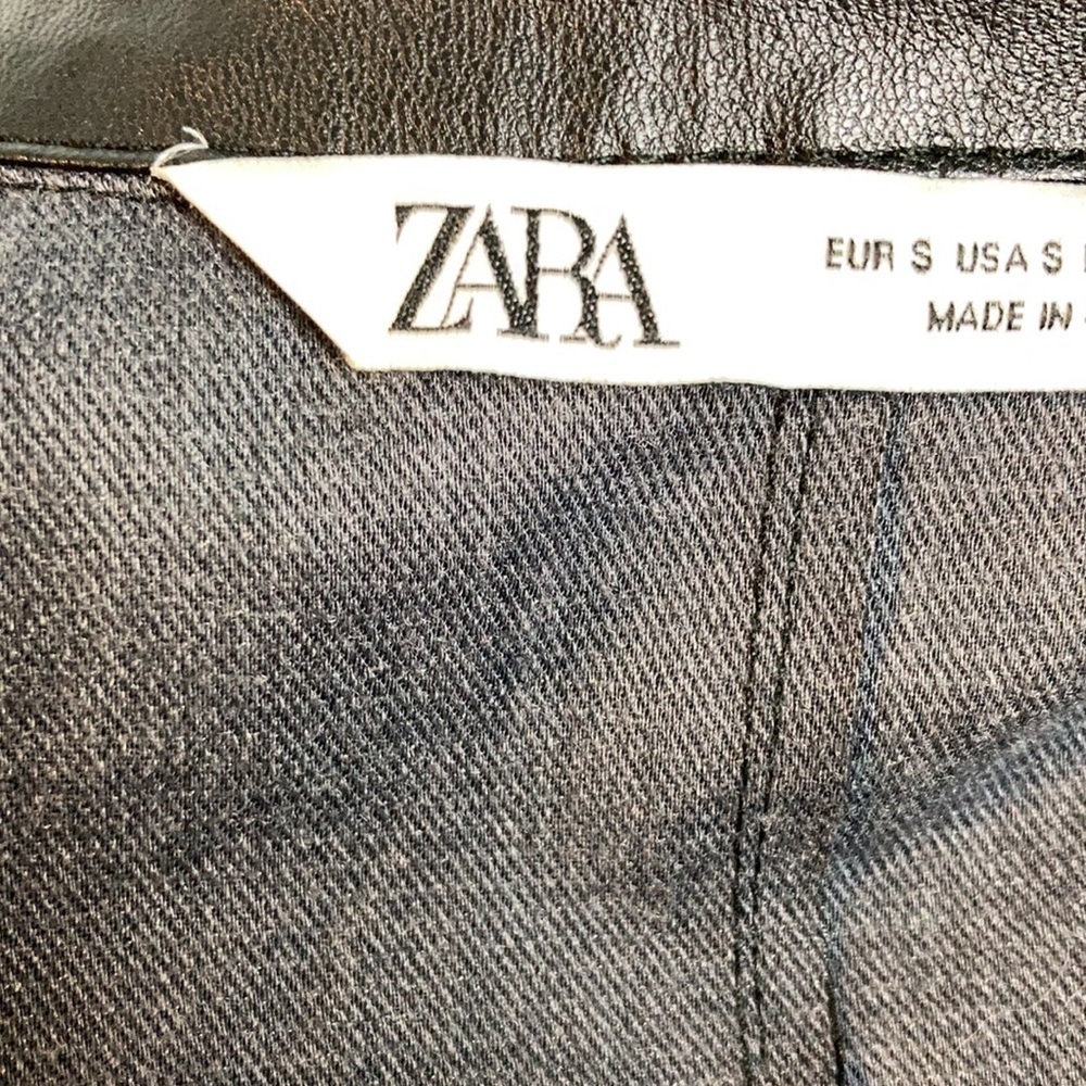 Zara Faux Vegan Leather Long Sleeve Mini Dress Party Bloggers Favorite Goth - Picture 14 of 16
